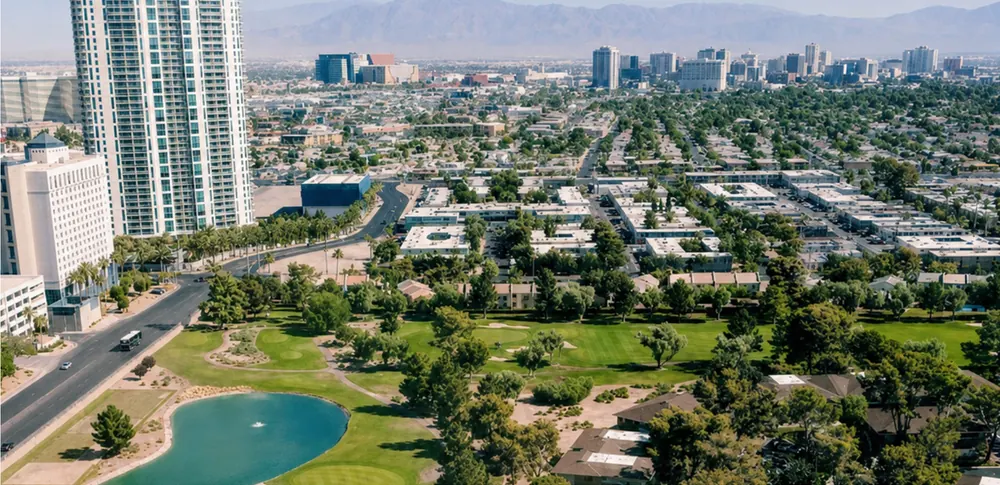 Aerial view of the course near the Strip