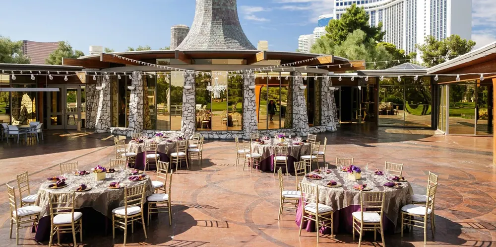 Clubhouse patio set for dining